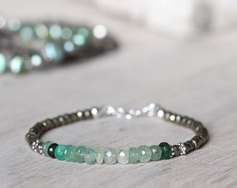 Emerald Bracelet - May Birthstone Bracelet - Ombre Jewellery - Green Emerald Jewellery - Ombre Gemstone Bracelet