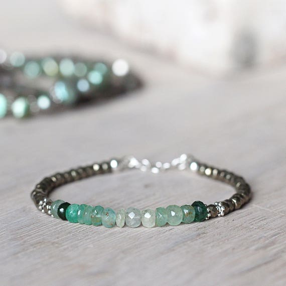 Green Emerald Bracelet - May Birthstone Bracelet