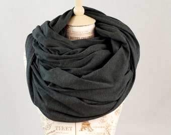 Oversized Infinity Scarf, Chunky Scarf Mens Scarf, Grey Scarf Cowl Scarf Large Scarf, Winter Scarf Circle Scarf, Hooded Scarf Gift for Her