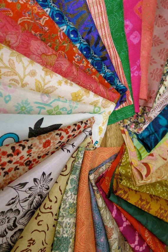 Mixed silk fabric scraps silk off-cuts for by RibbonsAndSilk