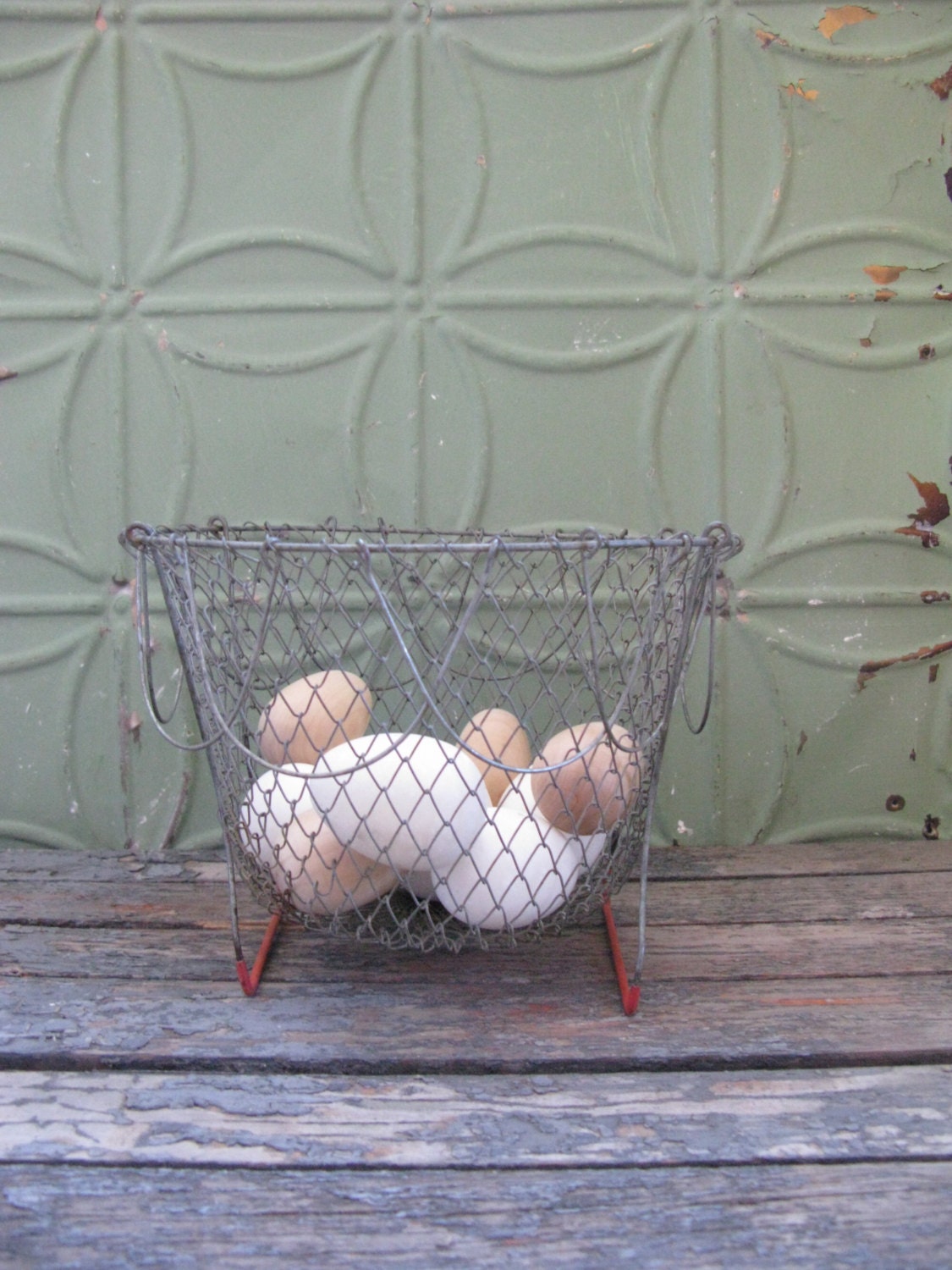 Vintage Wire Egg Basket Collapsible Egg Basket Fruit Basket