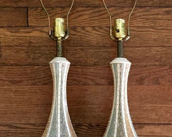 Pair of Mid Century Table Lamps, Plaster, 26 inches tall, Beautiful and Contemporary, Unique