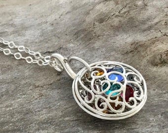 Mothers gift/Mother Daughter Necklace. Mother Daughter Jewelry // Inspirational Jewelry // Filigree Locket Sterling Silver