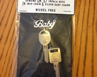 Baby's Keys Supernatural Inspired Necklace with 1967 Impala Keys and Baby Charm