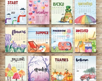 2017 Mini Desktop Jewel Case Calendar with Fun Watercolor Artwork from Today's Special