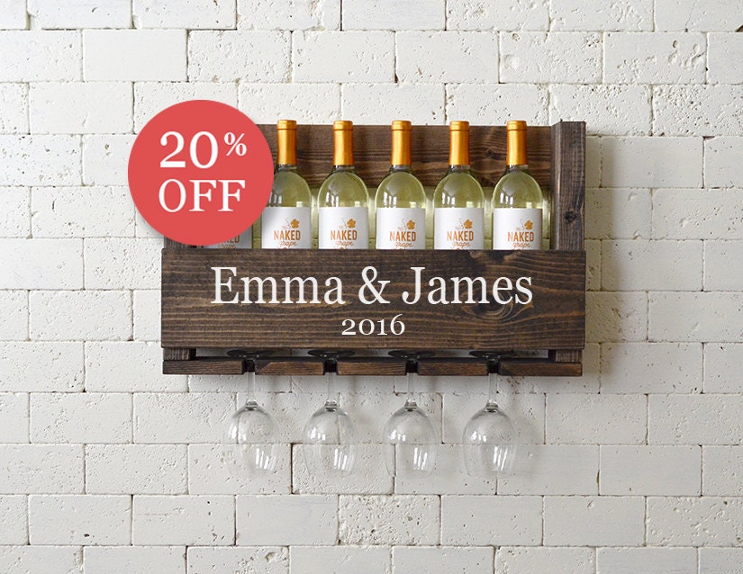 Wine Rack Wall Hanging Personalized Gift Family Name