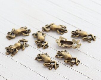 Frog Charms - Antique Bronze - 22mm - 8 charms