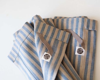 Linen towels set of 2 - towels - stripe linen kitchen towels - blue stripe towels- dish towels - hand towel - kitchen decor - modern towels
