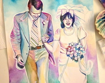 CUSTOM 50th ANNIVERSARY GIFT for parents, parents portrait, photo to painting, special parents gift from photo, wedding anniversary gift