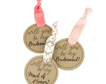 Bridesmaid Proposals, Bridesmaid Gifts, Hair Tie Favors, Be My Bridesmaid, Be My Maid of Honor, Cute Elastic Hair Tie Card