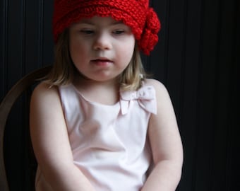 Red Hat. 1920s Style Cloche Hat for Little Girls