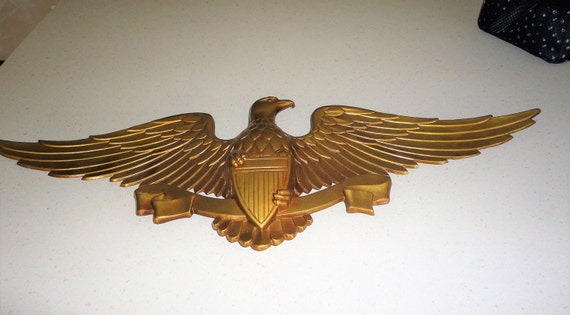Vintage Large Sexton Gold Early American Eagle Metal Wall
