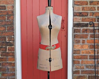 1980s red suede belt / 80s statement belt / high waist leather belt / gold clasp buckle / made in Italy