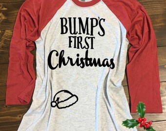 Bump's First Christmas® Shirt. Pregnancy Christmas Shirt. Mommy to be Christmas Shirt. Baby Bump Christmas Shirt. Maternity Christmas Shirt