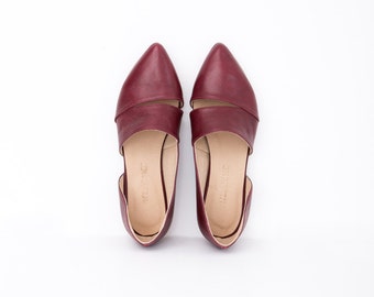 burgundy pointed toe flats