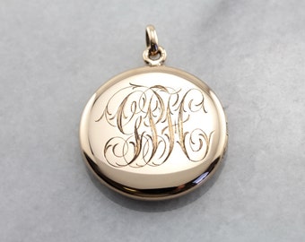 Antique Monogramed Circle Locket 87ZVRL-R