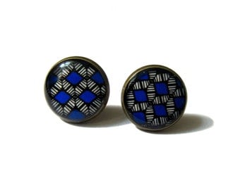 ROYAL BLUE EARRINGS - Tribal Earrings - Stud Earrings - Native Jewelry - Ethnic Earrings - Aztec Earrings - blue stud earrings