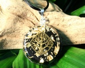 BLACK TOURMALINE Orgone Pendant - Tree of Life - Root Chakra Healing - Unisex Mens/Womens Organite - Medium