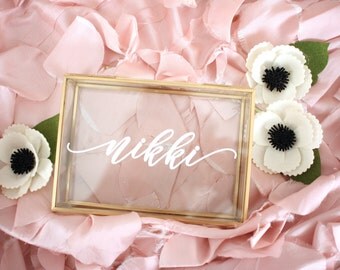 Personalized Glass Box / Personalized Jewelry Box / Bridesmaid Gift / Personalized Gift / Maid of Honor jewelry storage/ Birthd