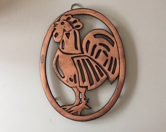 Vintage Cast Iron Rooster Trivet, Farmhouse Decor