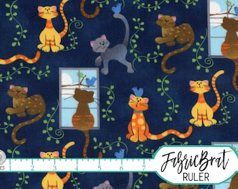 KITTY CATS Fabric by the Yard Fat Quarter CATS Fabric Patty Reed Fabric Blue Fabric Quilting Fabric Apparel Fabric 100% Cotton Fabric w4-36