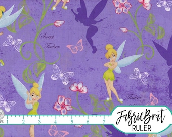 TINKERBELL Fabric by the Yard, Fat Quarter DISNEY FAIRY Fabric Purple Fabric Quilting Fabric Apparel Fabric 100% Cotton Fabric Yardage t6-14