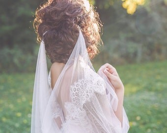 draped wedding veil, draped veil, bohemian veil, draped bridal veil, draped boho veil, ivory draped veil, boho wedding veil - JADE