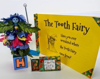 TOOTH FAIRY Kit, Tooth Fairy, Tooth Fairy box and Tooth Fairy Book, explains the tooth fairy, handmade, flower fairy, box under pillow