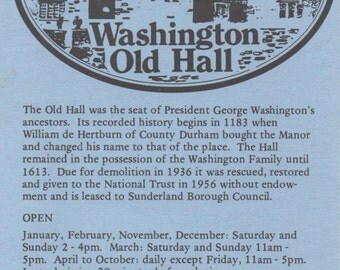 Washington Old Hall, Flyers Northumbria, near Sunderland, England, George Washington's ancestral home, & Gibside Chapel, good shape, c1985