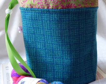 Knitting Bag, Knitting Project Bag, Sock Project Bag in Harris Tweed