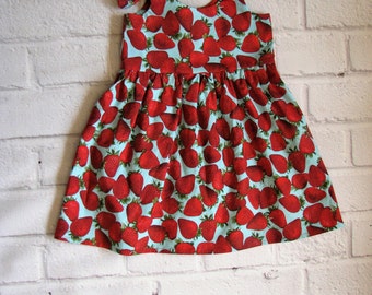 Strawberry Baby Dress, Red Girls Dress, Strawberries Infant Dress, Spring Summer Girls Dress, Fruit Baby Dress, Strawberry Girls Dress