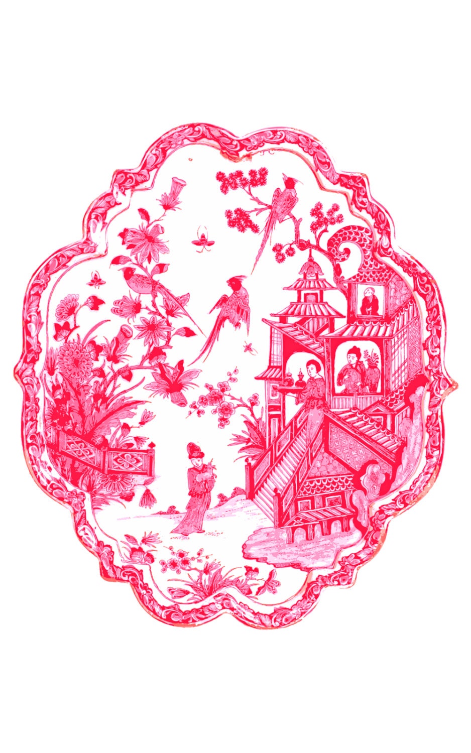 Pink Chinoiserie Delft China Plaque Printable Art Print