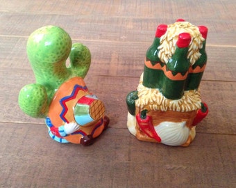 Siesta Salt and Pepper Shakers, Tex Mex Salt and Pepper Shakers, Cactus Salt and Pepper Shakers, Kitchen Decor