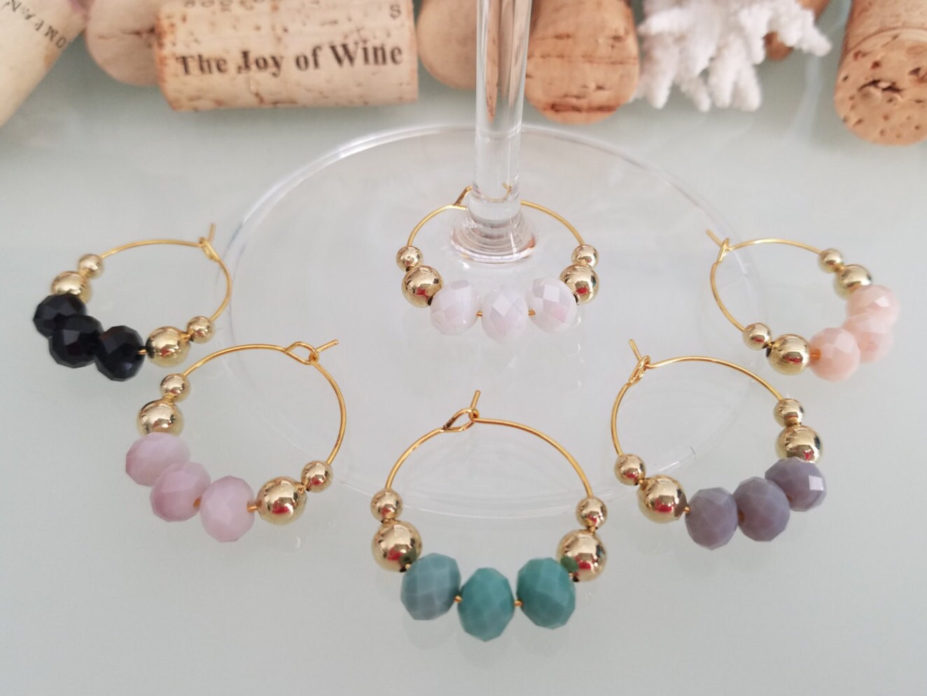 SALE Gold Wine Glass Charms Unique Wine Gift Wine Glass