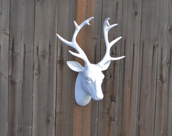 White Deer Head Wall Decor faux deer head | etsy White Deer Head Wall Decor faux deer head | etsy