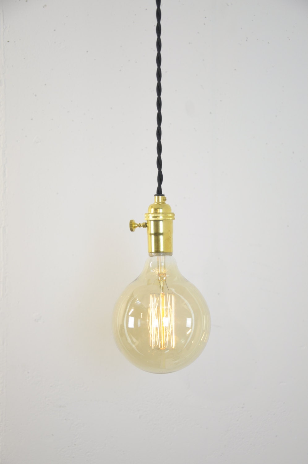 Unfinished Brass Turn Knob Pendant Light Fixture Hanging Plug