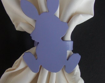 Lavender Cute Easter Bunny Metal Napkin Rings Set of 4
