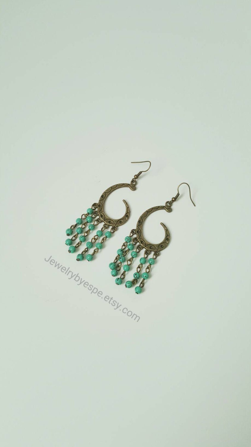 Mint Earrings Long Boho Earrings Dangle Earrings Bohemian