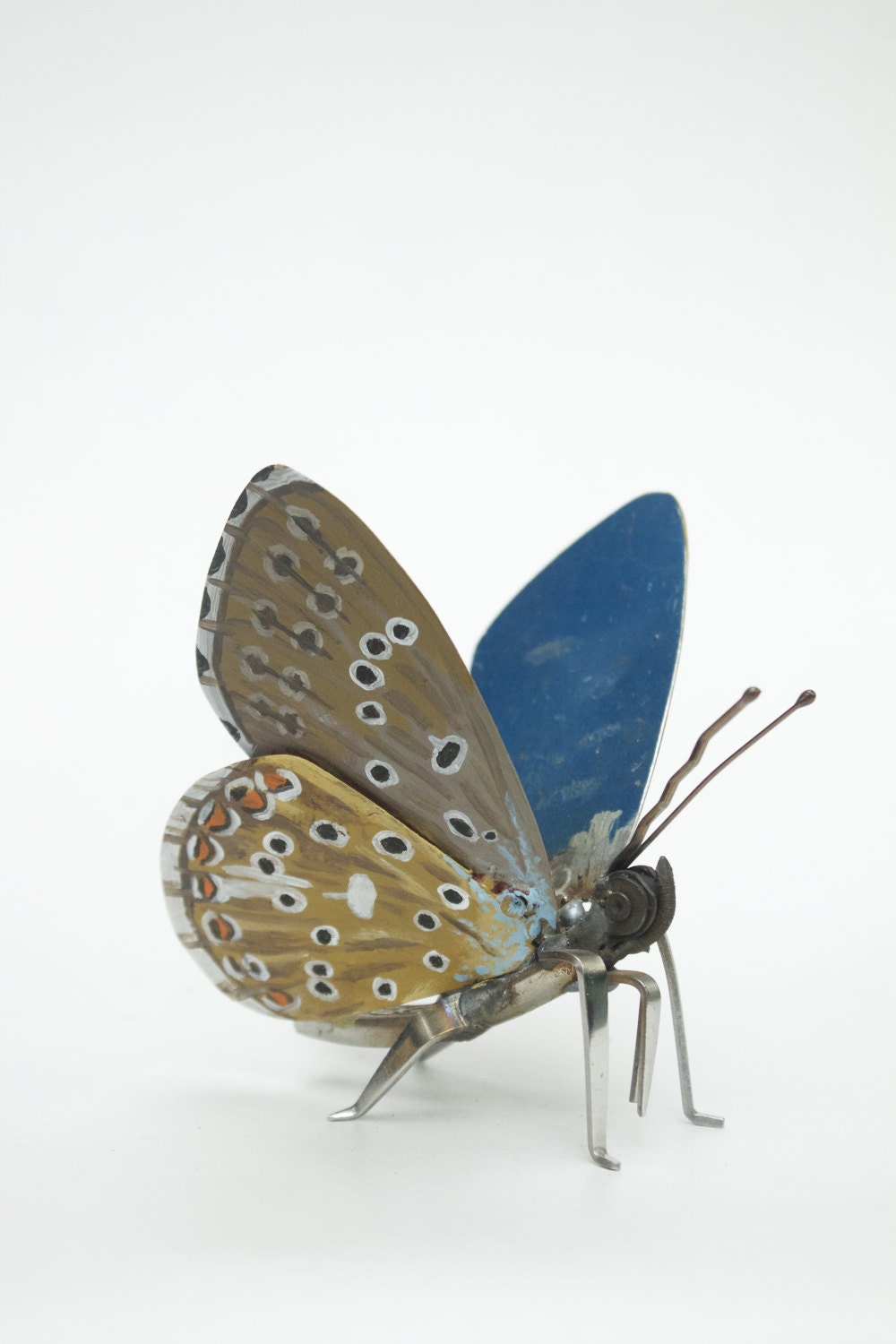 Metal Butterfly Sculpture Scrap Metal Adonis Blue Butterfly