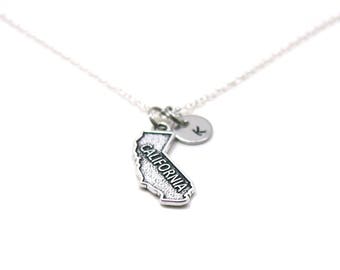 California Necklace, State Of California Necklace, Personalized Necklace, Custom Gift, Initial Necklace, California Charm, Cali Necklace