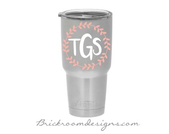 Yeti Monogram Decal, Monogram Decal, Yeti Decal, Monogram Sticker, Car Decal, Yeti Cup Decal, Laptop Monogram, Yeti Sticker, Vinyl Monogram