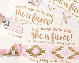 Bohemian Baby Shower Hair Tie Favors | Light Pink + Gold Baby Shower Hair Tie Favors, Girl Baby Shower Favors, Boho Floral Tribal Hair Ties