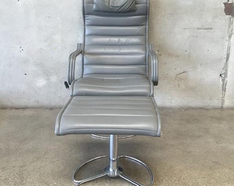 Aluminum Frame & Leather Lounge Chair with Ottoman (HQ3J9E)