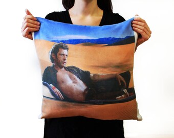 Jeff Goldblum Pillow Cover / Ian Malcolm Shirtless -- ORIGINAL, Jurassic Park, Jurassic World, Funny, Birthday, Christmas, Gag Gift, For him