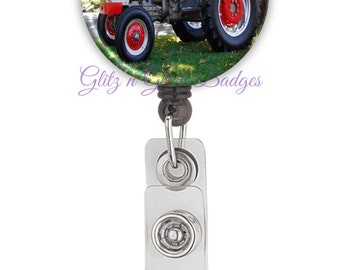 Tractor Badge Clip Reel, Farming Retractable ID Badge Holder Reel, Farmer Badge Reel, Country Retractable Badge Reel, Tractor ID Clip, G1281