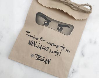 Ninjago Party Favor Bags - Kids Birthday Collection - Favor Bags - Custom Printed on Kraft Brown Paper Bags