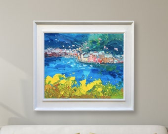Portofino Painting Original Painting Oil Painting Canvas Art Seascape Wall Art Modern Home Decor Art Wall Decor Gift For Her Couple Gifts