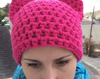Pussyhat-Pink Pussyhat-Pink Pussy Hat-Pussycat Project-Woman's Pussycat Hat-Kids Pussycat Hat-Dark Pink Hat-Women's March Hat