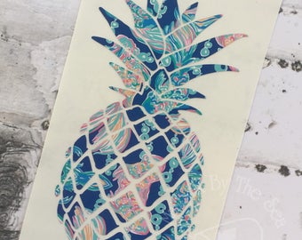 Lilly Pulitzer Inspired Pineapple Decal | Yeti Decal | Lilly Car Decal | Pineapple Decal | Lilly Pineapple | Rtic Decal | Car Decal