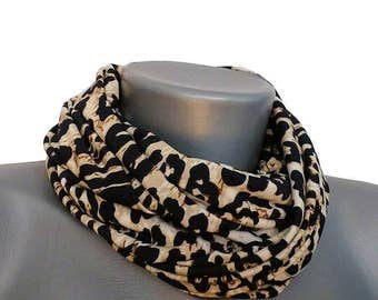 Scarf, handmade, with Leoprint, 148 cm x 24 cm, art. No. 8019